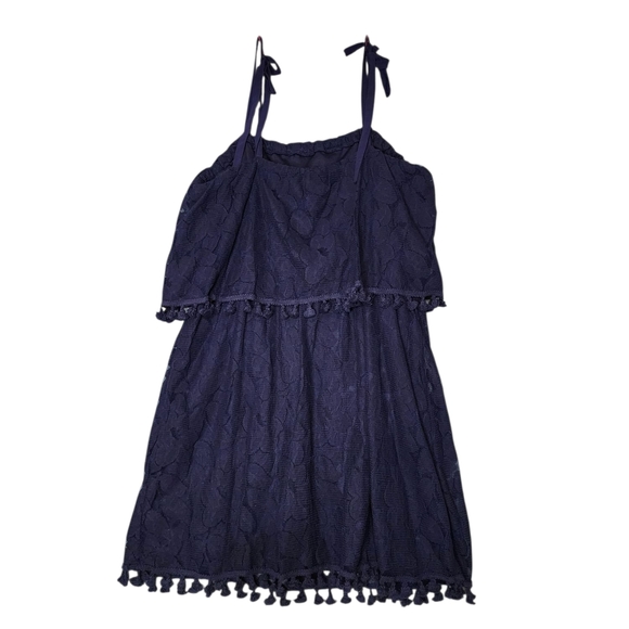 Xhilaration Blue Lace Dress with Tassel Trim - Picture 2 of 5